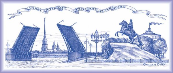 Разводной мост в Санкт-Петербурге контуры