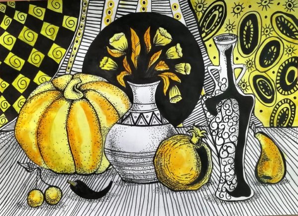 Декоративный графический натюрморт