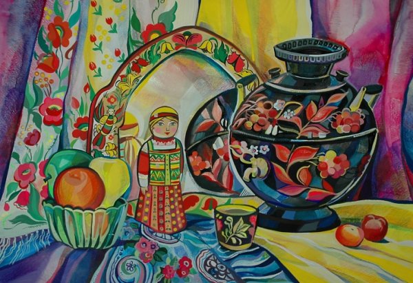 Кустодиев декоративный натюрморт картины