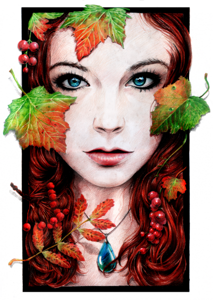 Лицо девушки осень