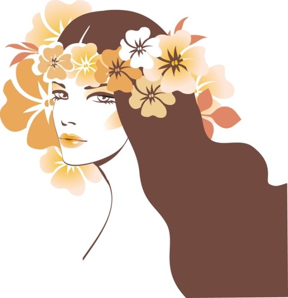 Силуэт женского лица в цвете