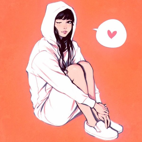 Девочка сидит рисунок карандашом