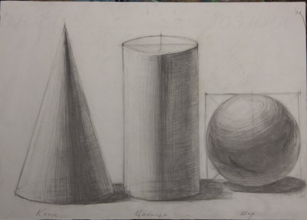 Натюрморт из геометрических тел (построение, перспектива)