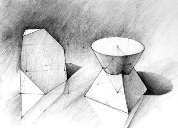 Наброски углем фигура Геометрическая