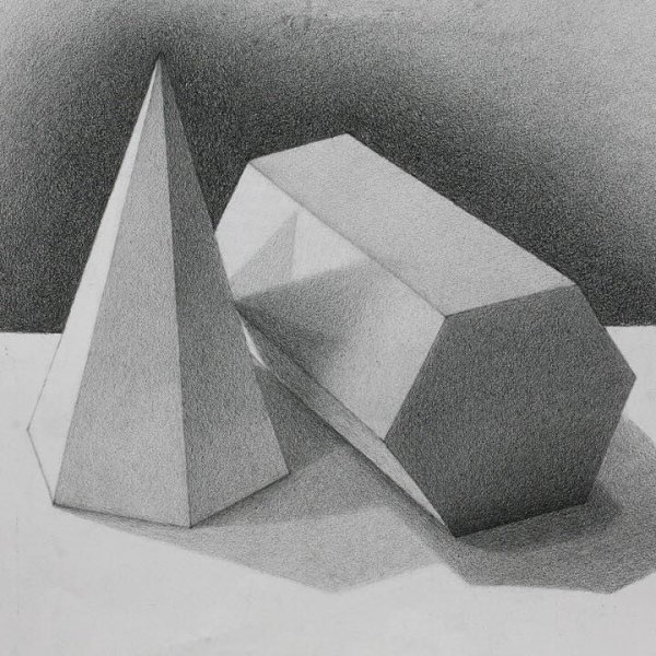 Гипсовая пирамида и Призма шестигранная