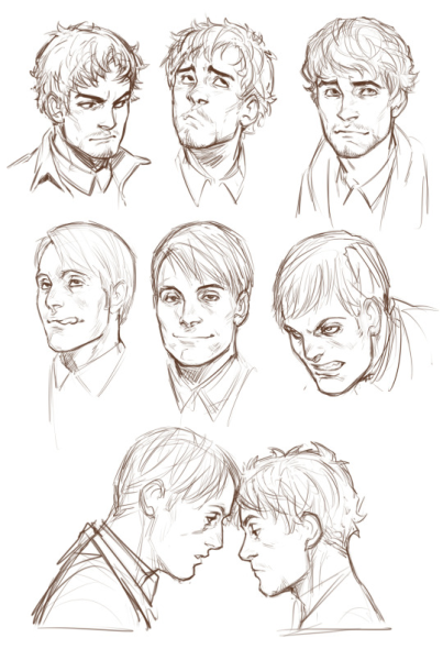 Мужское лицо скетч