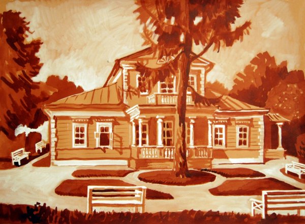 Живопись "дом Пушкина в Болдино".