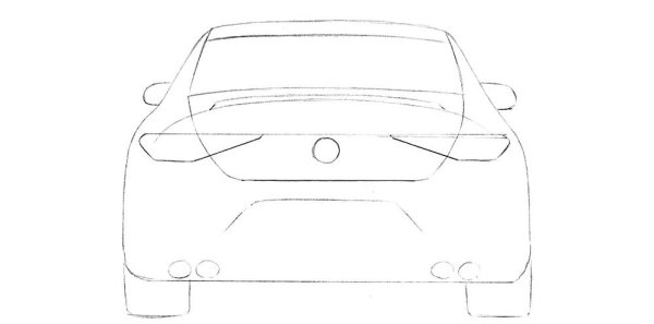 Рисунок машины с заднего вида
