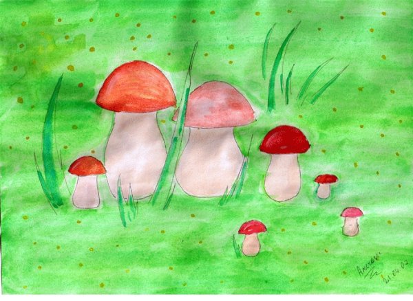Рисование с детьми грибы