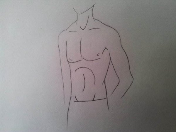 Мужское тело карандашом аниме