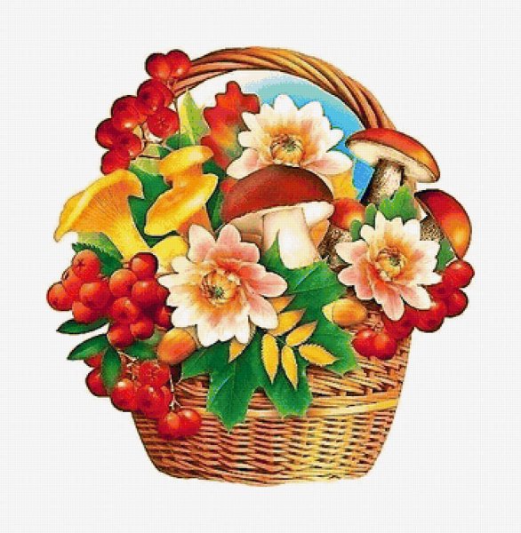 Корзина с осенними листьями