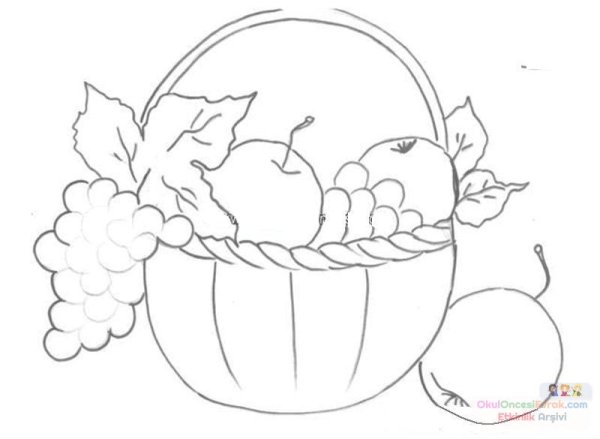 Корзина с грибами рисунок