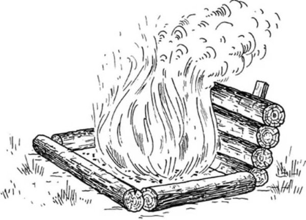 Вид костра камин