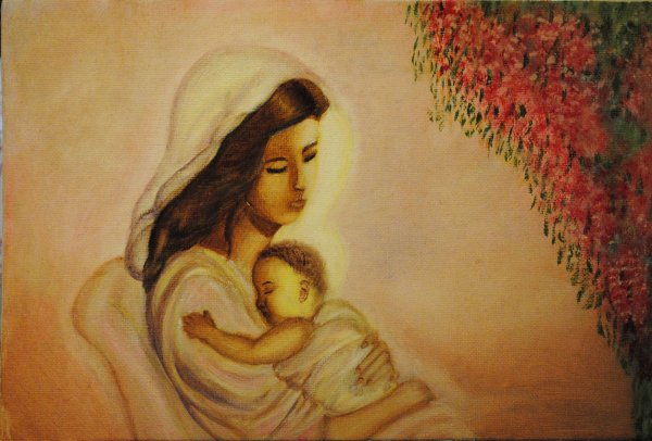 Раскраска женщина с ребенком на руках