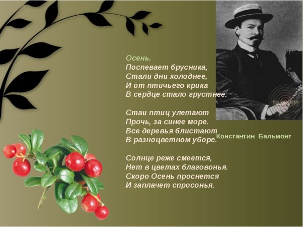 Константин Дмитриевич Бальмонд "поспевает брусника"
