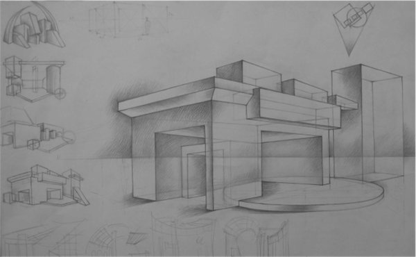 Фронтальная композиция здания рисунок