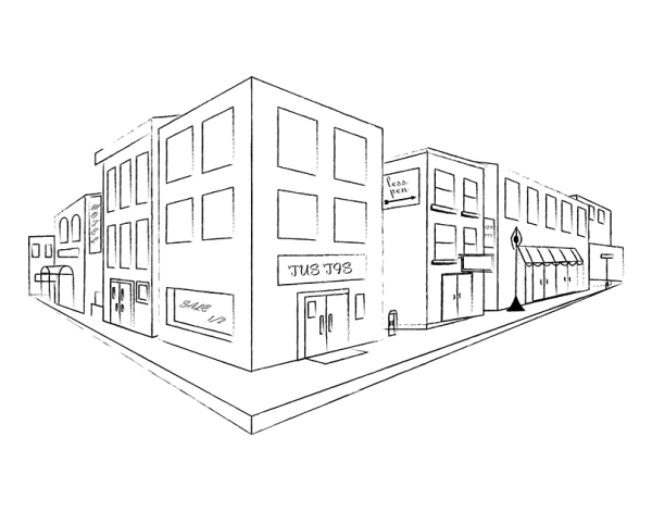 Угловая перспектива улицы