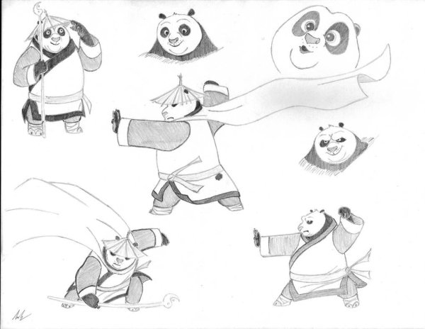 Кунг-фу Панда рисунок карандашом