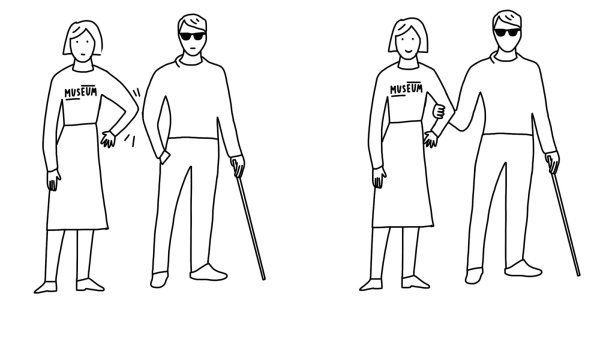 Человек с белой тростью контур