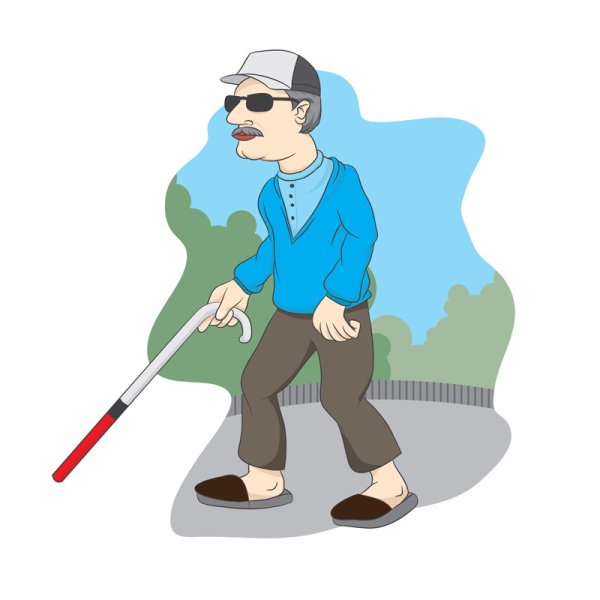 Слепой с тростью рисунок