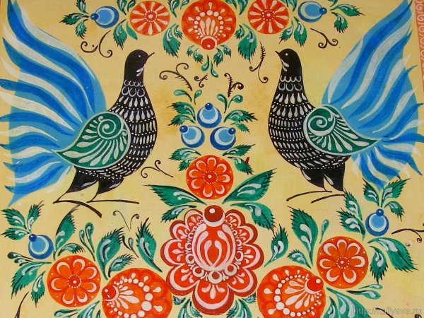 Городецкий фазан роспись