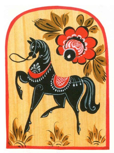 Городецкая роспись конь