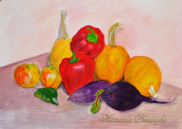 Рисование фруктов цветными карандашами