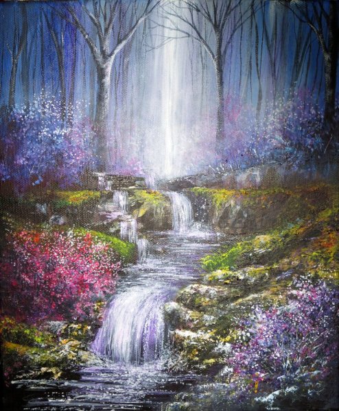 Водопад раскраска по номерам 40x50