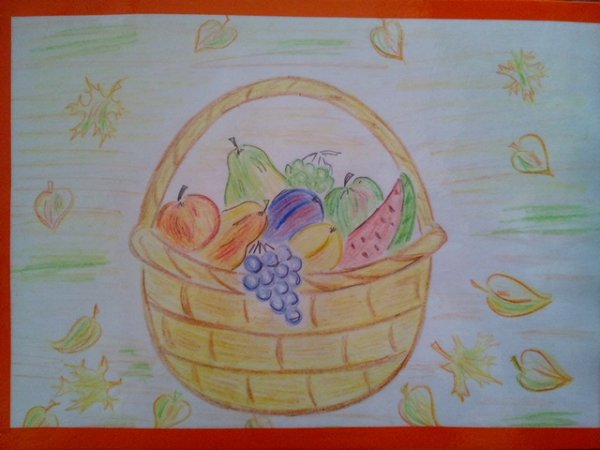 Фрукты красками для детей