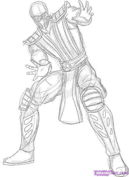 Рисование мортал комбат саб-Зиро