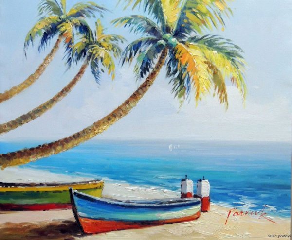 Море и пальмы акрилом