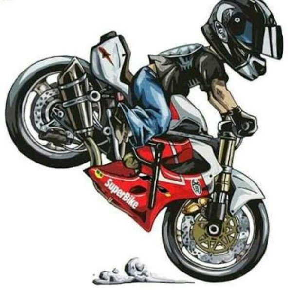 Мультяшный мотоциклист
