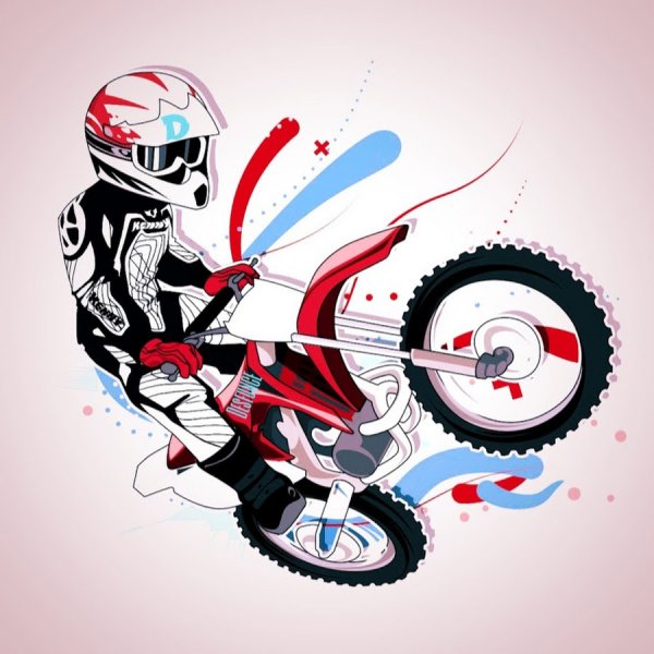 Мультяшный мотоциклист