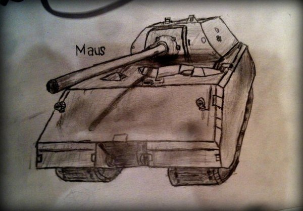Поэтапное рисование танка Маус
