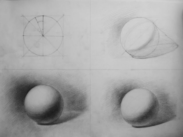 Поэтапность рисования шара