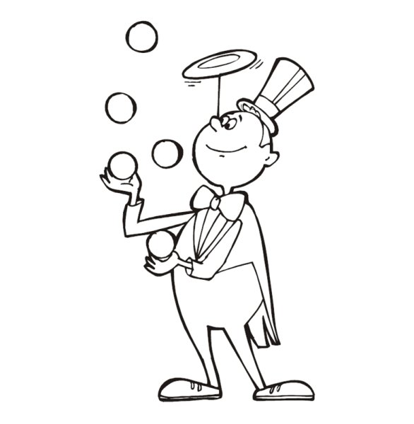 Жонглер раскраска