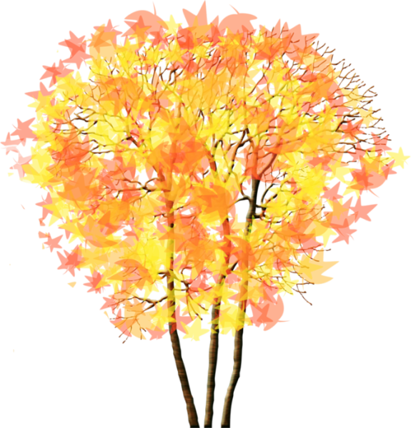 Мультяшное осеннее дерево кусты