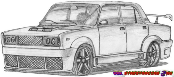 ВАЗ[ 2107 рисунок тюнингованный