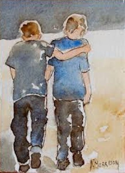 Мультяшные два мальчика со спины