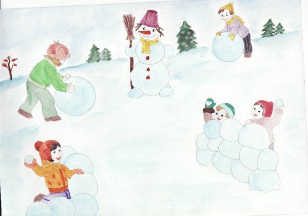 Рисование зимние забавы