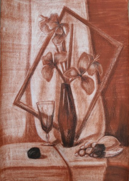 Натюрморт сепией сангиной углем