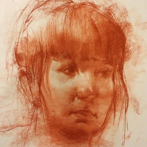 Портрет сангиной и углем Академический