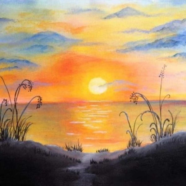 Солнце гуашью