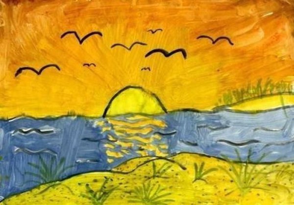 Утро рисунок для детей