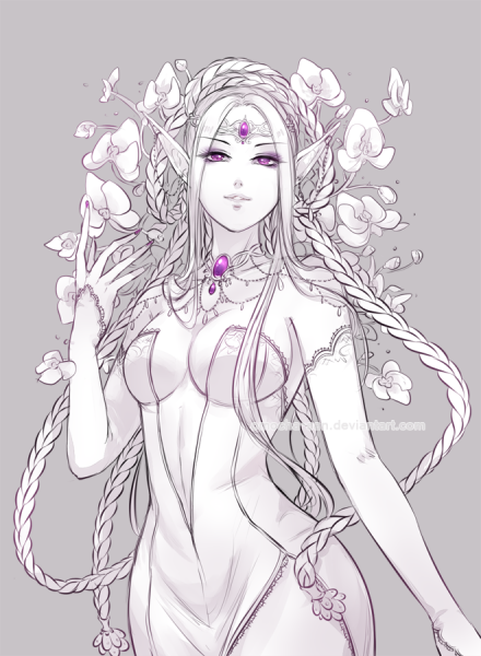 Эльфийка с цветами