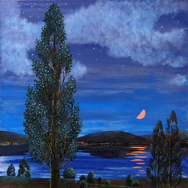 Ночной пейзаж гуашью