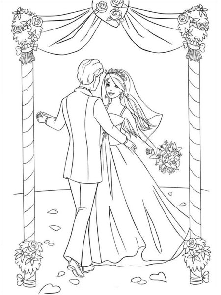 Раскраски для девочек свадьба