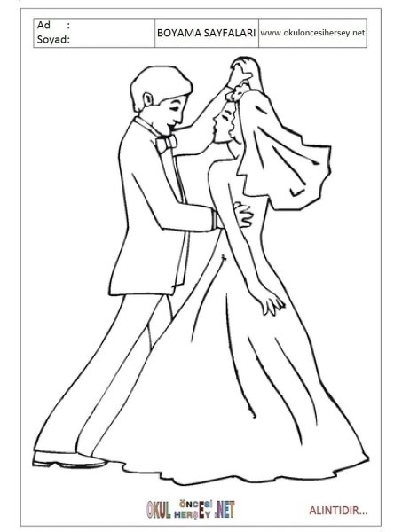 Раскраска жених и невеста