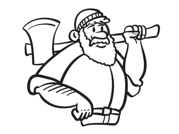 Дровосек рубит дерево