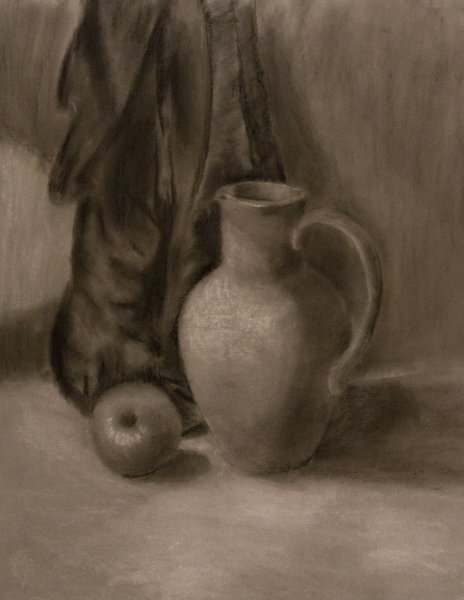 Натюрморт сепией сангиной углем